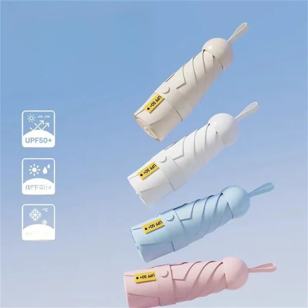 Ombrello da sole a 6 coste Mini ombrello portatile Protezione solare Capsula Ombrello Ombrellone con scatola Ombrello tascabile pieghevole UV 1