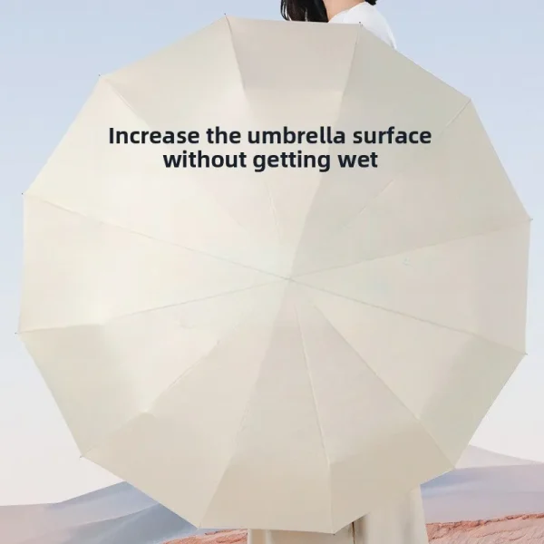 Ombrello completamente automatico, ombrellone di protezione solare in gomma nera a doppio scopo per tutte le stagioni, ombrellone pieghevole di fascia alta 3