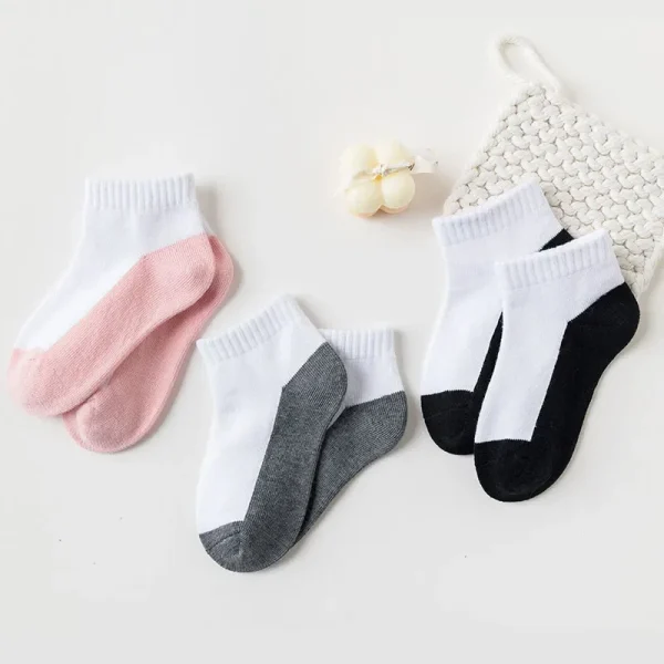 5 paia/lotto calzini estivi per bambini 100% cotone moda per bambini nero bianco grigio calzini per bambina calzini corti casual per 1-12 anni 3
