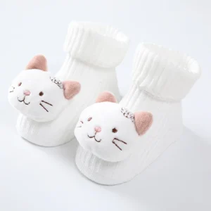 Calzini per bambini primavera autunno Adorabili calzini da pavimento per decorazioni per gatti in peluche di cartone animato Calzini corti per interni morbidi e confortevoli in cotone per neonati 1