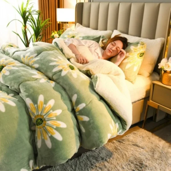 Nuova coperta calda invernale super spessa per letto Coperte ponderate in cashmere di agnello artificiale Trapunta morbida e confortevole 3