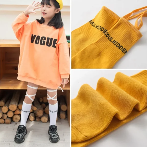 Nella marea primaverile e autunnale legare calzini in calzini a tubo per bambini calzini crus calze legate a mezzo tubo di colore fluorescente 4