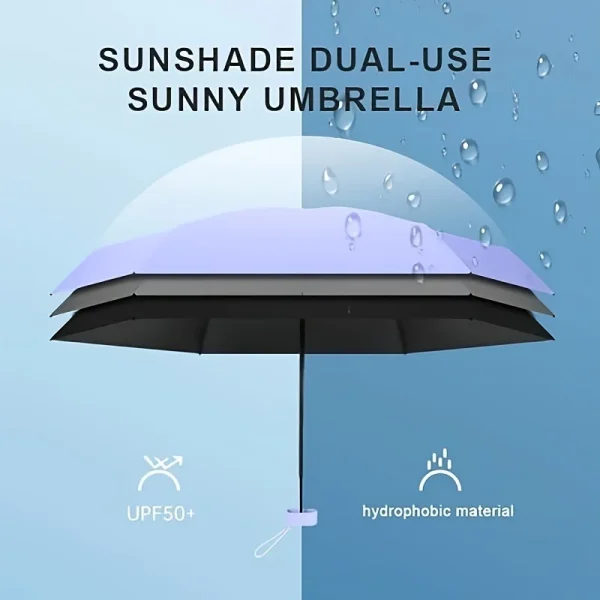 UPF50+ Mini Ombrello Soleggiato e Pioggia Ombrello Tascabile Capsula Antipioggia Protezione Solare Viaggio All'aperto Ombrello Ombrellone Portatile 2