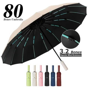 Ombrello UV per uomo donna Ombrello pieghevole resistente al vento Ombrelli da pioggia completamente automatici impermeabili a prova di sole 16k 80 Bones Large 1