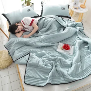 Estate aria condizionata trapunta a righe sottili piumino leggero Full Queen divano traspirante letto da ufficio trapunte da viaggio coperta da tiro 1