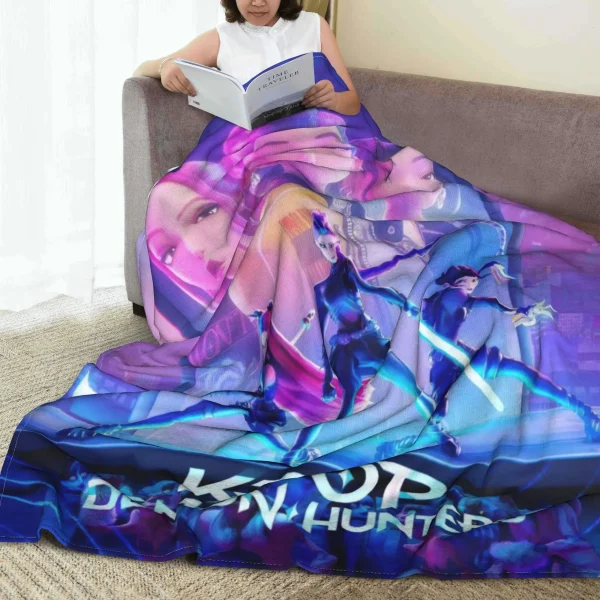 K pop Demon Hunters Coperte Coperta calda di qualità Coperta invernale per ragazze Ragazzi Divano Sedia Copriletto divertente 4