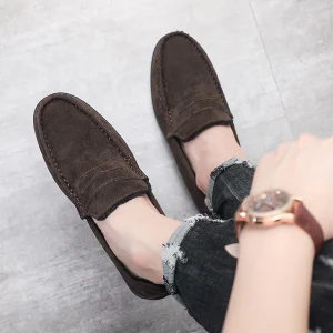 Scarpe casual da uomo in pelle scamosciata Scarpe da guida da uomo slip-on calde in peluche invernale Scarpe da guida da uomo di marca di lusso Comfort Mocassini da uomo pigri 1