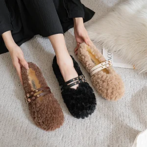 2023 inverno scarpe calde di peluche da donna mocassini a pompa in stile coreano abbigliamento da festa e da lavoro appartamenti casual da donna scarpe da barca mary jane 1