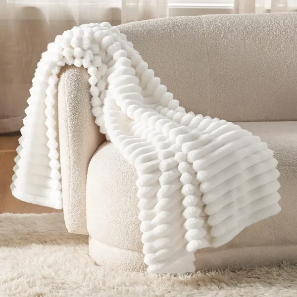 Coperta da tiro in pile bianco per divano - Coperte super morbide e accoglienti per donna, piccola coperta carina per ragazze, 59x79 pollici 2