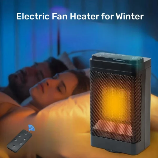 Riscaldatore elettrico da 1500 W per l'inverno PTC Supporto per riscaldamento rapido Testa di controllo remoto Scuotendo il ventilatore d'aria portatile da tavolo domestico 1