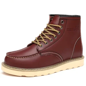Stivali invernali da uomo caldi Stivali da neve da uomo in pelle con pelliccia Stivaletti da uomo impermeabili fatti a mano Scarpe da lavoro maschili alte antiscivolo 1