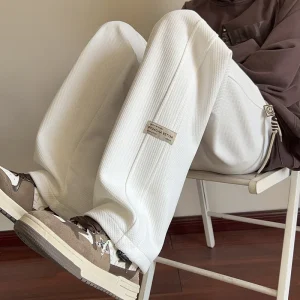 Pantaloni bianchi oversize stile giapponese Pantaloni casual larghi da uomo con vestibilità ampia Pantaloni casual trascinati Stile americano Moda vintage 1