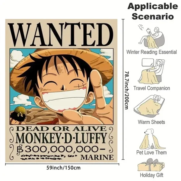 One Piece Pirate King Blanket Summer Air Conditioning Quilt Office Nap Blanket Anime Flannel Quilt Dormitory Decorative Blanket 4