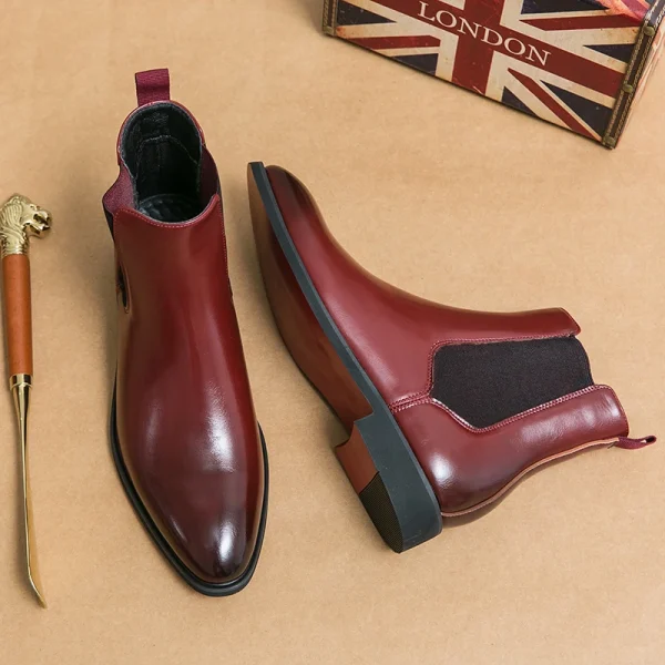 Stivaletti Chelsea da uomo Stivali da uomo slip-on con punta tonda e suola rossa Spedizione gratuita Taglia 38-46 Scarpe da uomo 3