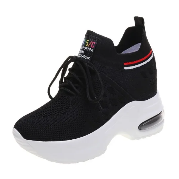 Scarpe da ginnastica stringate retrò in tessuto PU da donna Tacchi da donna Estate Autunno Stilista Scarpe da tennis traspiranti femminili 5