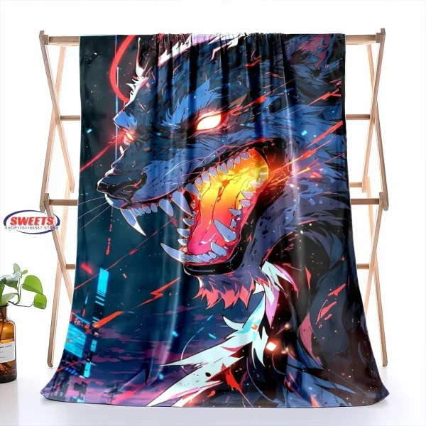 Comoda e morbida coperta da lupo, aggiungi bellezza a casa, tutte le stagioni, l'home office può essere utilizzata, regalo per la coperta di flanella da campeggio per pisolino 4