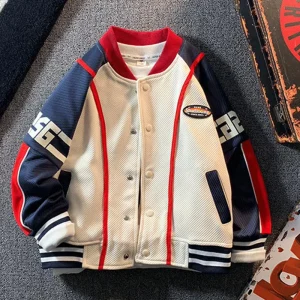 Giacca da baseball da ragazzo autunnale Nuova primavera Cappotti moda per bambini Bambini Casual Splicing Capispalla Adolescente Bello Lettera Vestiti 1