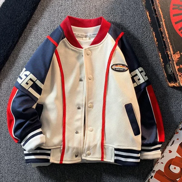 Giacca da baseball da ragazzo autunnale Nuova primavera Cappotti moda per bambini Bambini Casual Splicing Capispalla Adolescente Bello Lettera Vestiti 1