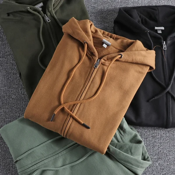 Felpa da uomo autunnale con cappuccio moda basic tinta unita tutto abbinato cappotto maschile giovanile fitness corsa sport cardigan abiti top 5