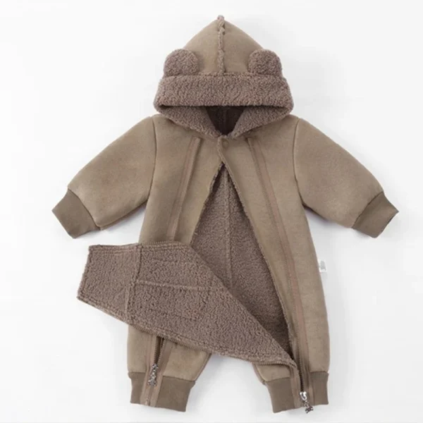 Tutina in pelliccia sintetica per bambini 2025 Nuovo pagliaccetto per bambini autunno inverno più velluto caldo tuta per ragazza ragazzo tuta con cappuccio cappotto per bambini 0-24 mesi 6