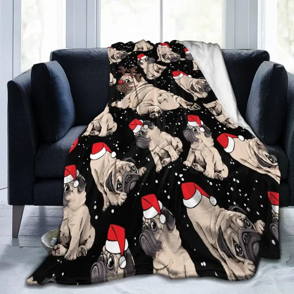 Coperta natalizia in pile carlino per cani, morbida, leggera, calda e accogliente, per uomo, donna, divano letto, divano, 60 "X 50" 2