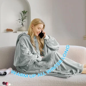 Buona Nite Cuddle coperta manica felpa con cappuccio coperta maglione da donna felpe oversize con tasche flanella 1