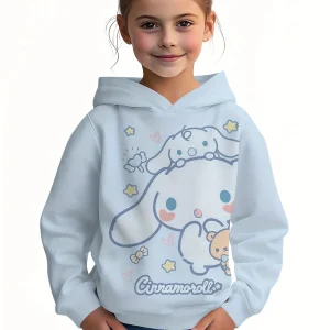 Felpa con cappuccio da ragazza a maniche lunghe con stampa Cinnamoroll per abbigliamento quotidiano caldo primavera autunno inverno 1