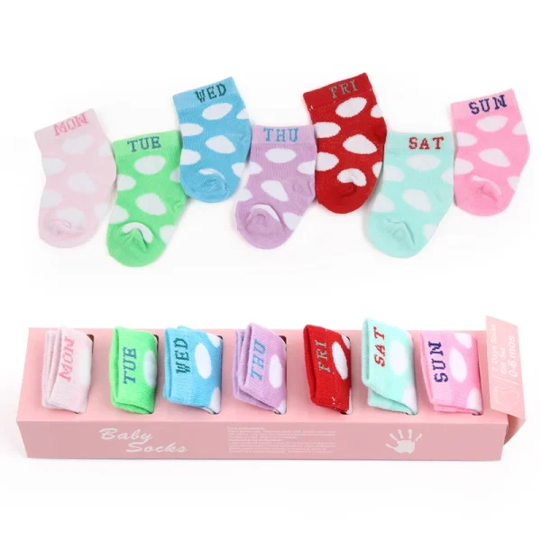 Set da 7 paia per calzini per bambini in morbido cotone simpatico animale sorriso viso primavera e autunno per 0-6 mesi ragazzi e ragazze W0040W0052 3