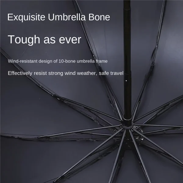 Ombrello da uomo pieghevole da lavoro, antivento forte super grande 130 cm, ombrelloni grandi UV parasole impermeabile resistente al sole 4