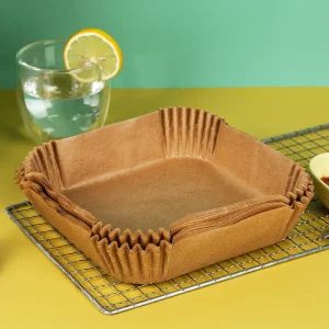 100 pezzi di carta per friggitrice ad aria vassoio di carta isolante a prova di olio tampone da forno antiaderente usa e getta comodo e durevole friggitrice ad aria quadrata 1