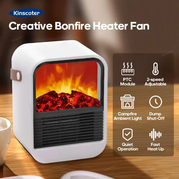Camino Riscaldatore elettrico Ventilatore caldo Ventilatore portatile Desktop domestico Riscaldamento domestico Stufa Radiatore Scaldavivande Macchina 1
