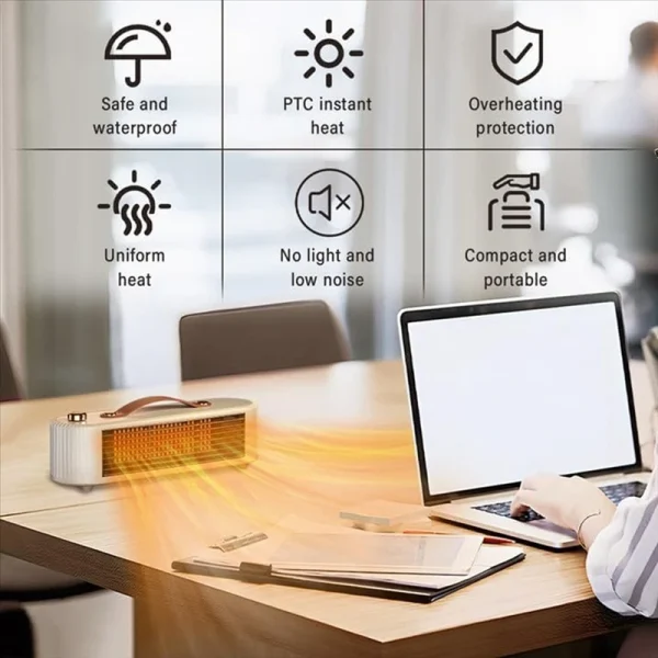 Riscaldatore ad alta efficienza energetica per uso interno, piccolo riscaldatore elettrico portatile con riscaldamento rapido, camino da tavolo 4