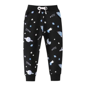 Jumping Meters 2-7T ragazzi ragazze pantaloni della tuta stampa spaziale coulisse bambino bambini pantaloni pantaloni a figura intera bambino autunno primavera 1