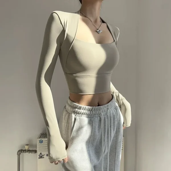 Cuscino per il torace fitness Top sportivo Camicie a maniche lunghe da donna Pra Speed Up Abiti corti ed eleganti per danza e yoga Cintura piccola da palestra 4