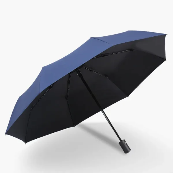 Ombrellone automatico per pioggia e sole Rivestimento nero Ombrellone Anti-UV 3 Pieghevole Resistente al vento Auto di lusso Grande antivento Donna Uomo 8 posti 3