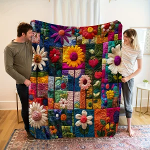 Coperta trapuntata floreale bohémien - Stampa floreale disegnata a mano, morbida flanella di poliestere per divano/letto/viaggio, regalo per tutte le stagioni per la famiglia 1