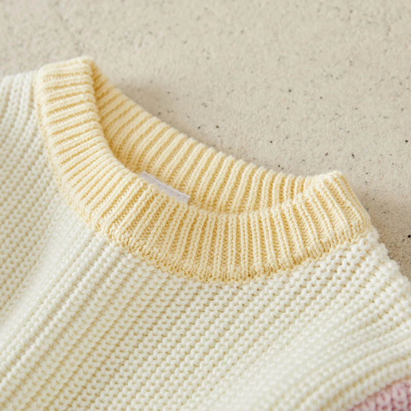 Suefunskry Bambino Ragazze Ragazzi Maglione Alla moda Colore a contrasto Girocollo Manica lunga Pullover Bambino Autunno Inverno Casual Top 4