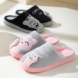 Pantofole in cotone da donna autunno e inverno nuovo cartone animato gatto fortunato versione coreana carina casa calda per interni 1
