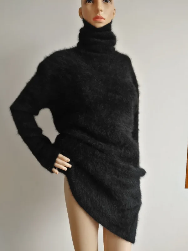 2025 delle nuove donne visone maglione di cashmere maglione lavorato a maglia abito lungo maglione signore dolcevita cappotto spedizione gratuita JN461 4