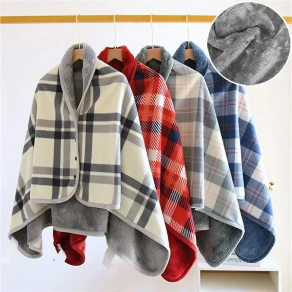Coperta scozzese spessa Coperta indossabile invernale calda Coperta da viaggio per ufficio per adulti Coperte in morbido pile con scialle per la casa con bottoni 1
