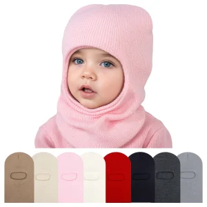 Cappello lavorato a maglia per bambino Berretto invernale caldo tinta unita Berretto per neonato Cappello pullover morbido e accogliente per abbigliamento autunnale per bambini 1