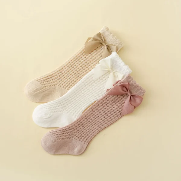 New Summer Infant Baby Socks Girls neonato Mather Kids Cute children's High Knee Bow Socks Toddler calzini lunghi antiscivolo in cotone 2