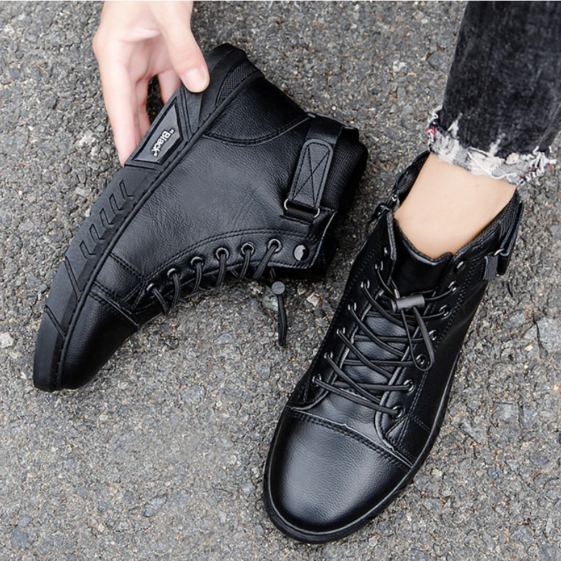 Scarpe in pelle da uomo di qualità 2024 Tendenze Stivali da moto Stivali alti Chelsea Stivali di sicurezza da lavoro con piattaforma comoda e impermeabile 4