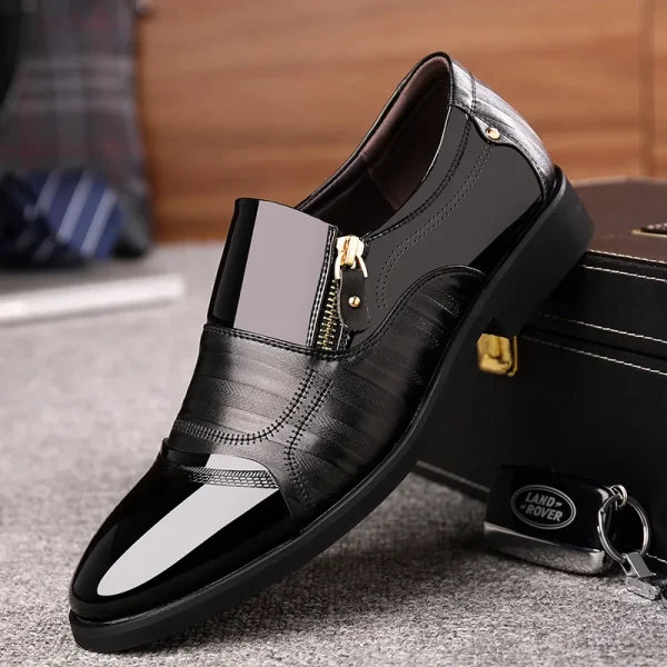 Nuove scarpe in pelle da uomo autunnali scarpe da uomo Casual comfort Casual con cerniera per affari di moda piatta antiscivolo a punta affilata 2