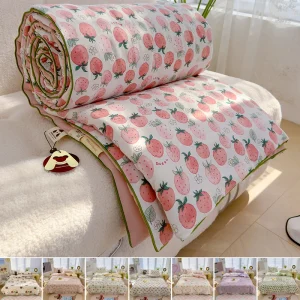 Trapunta estiva sottile trapuntata in cotone lavato trapunta/piumino/coperta per tutte le stagioni piumini da letto con riempitivi in fibra di soia 1