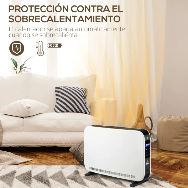 Riscaldatore elettrico HOMCOM 1830-2180W con 3 modalità di riscaldamento bianco 4