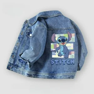 Cappotti di jeans per bambini Cartoon Stitch Ragazzi Primavera Autunno Capispalla Giacca sportiva Kawaii Stampa anime Top per bambini Vestiti per neonate 1
