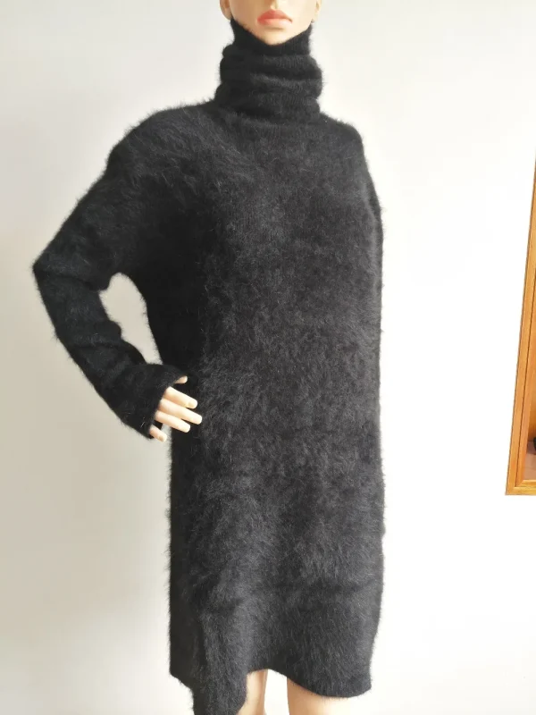 2025 delle nuove donne visone maglione di cashmere maglione lavorato a maglia abito lungo maglione signore dolcevita cappotto spedizione gratuita JN461 3