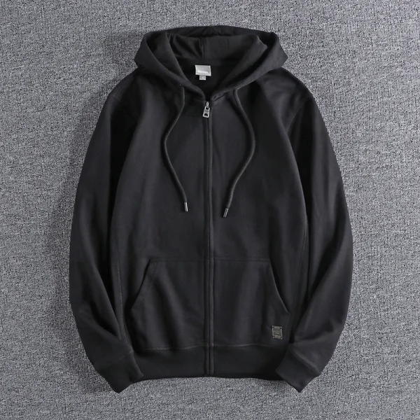Felpa da uomo autunnale con cappuccio moda basic tinta unita tutto abbinato cappotto maschile giovanile fitness corsa sport cardigan abiti top 3