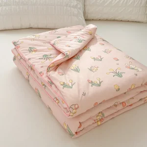 Simpatica trapunta estiva floreale Cartoon Rabbit Doppio lato Aria condizionata Piumino fresco Coperta traspirante Copriletto sottile per adulti per bambini 1